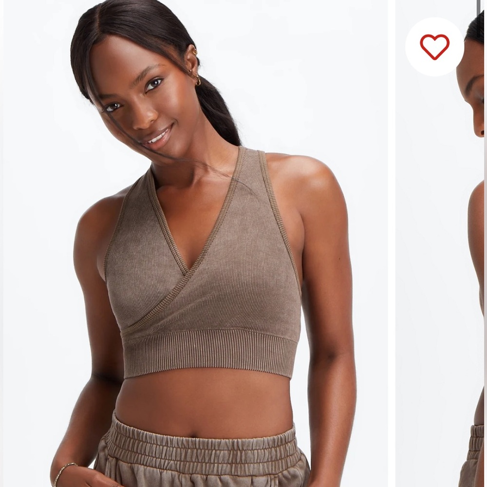 Fabletics Shelby Seamless Rib Bra Frontier Grey size Medium